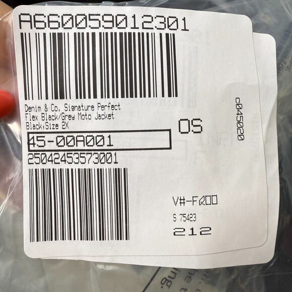 QVC Denim & Co. Perfect Flex Black/Grey Moto Jacket Womens 2X Black NWOT - Picture 8 of 9